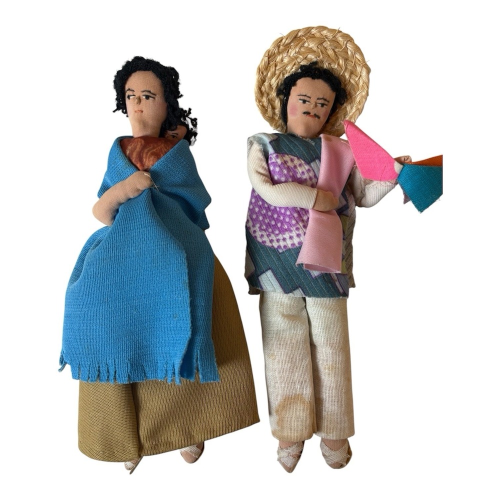 Vintage Handmade Mexican Couple‎ Dolls
